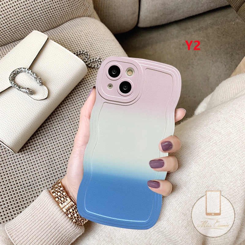 Casing OPPO A17 A78 A96 A15 A12 A55 Reno 8t A57 A77 A95 A16K A1K A7 A15s A5s A54 A16E A74 A76 A16 A3s F9 A53 A9 A5 A16s A12E A52 A72 A35 Simple Colorful Gradient Wavy Edge Case