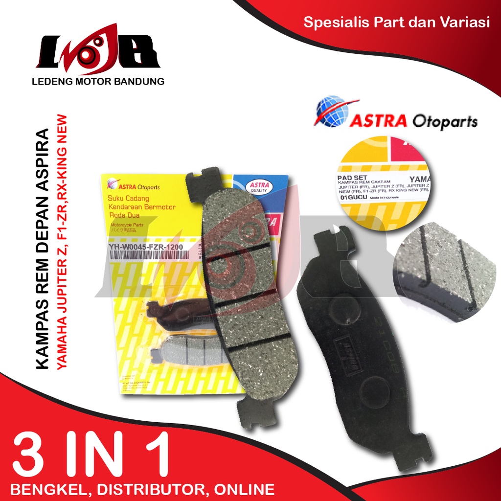 Aspira Disc Pad Yamaha Jupiter Z F1ZR Nouvo Scorpio Z Kampas Rem Depan Cakram Brake Pad