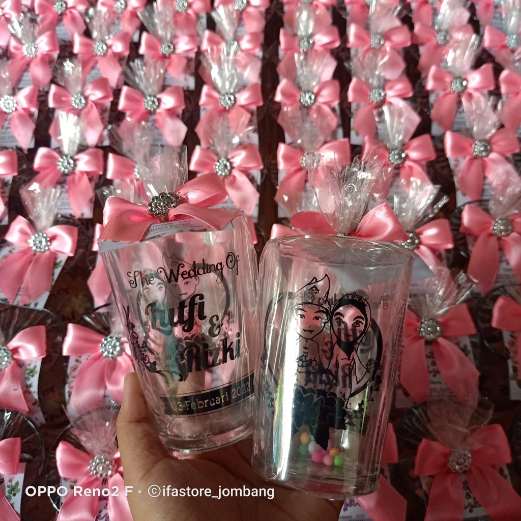 Jual Souvenir Gelas Ut8 Sablon Kemas Plastik Shopee Indonesia 9562