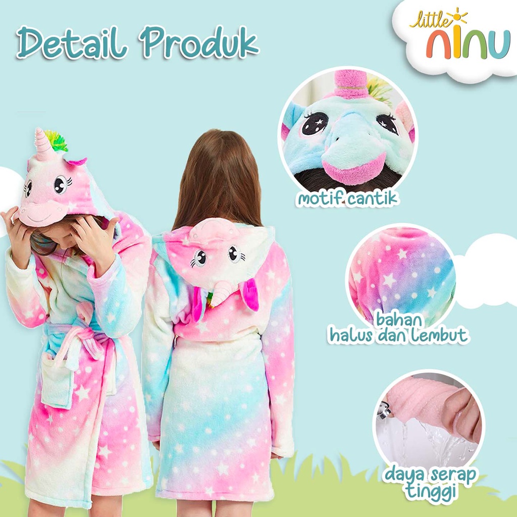 Little Ninu Baju Kostum Piyama Unicorn Jubah Karakter Cosplay Anak