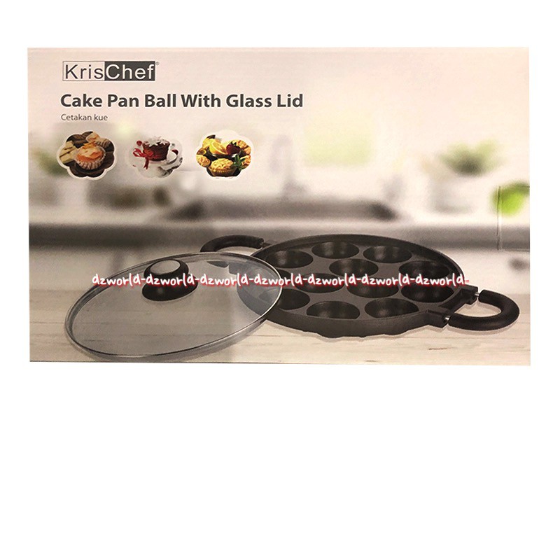 Krischef Cake Pan Ball Round With Glass Lid Panci Cetakan Takoyaki Bulat Pukis Lonjong Membuat Kue  Kris Chef