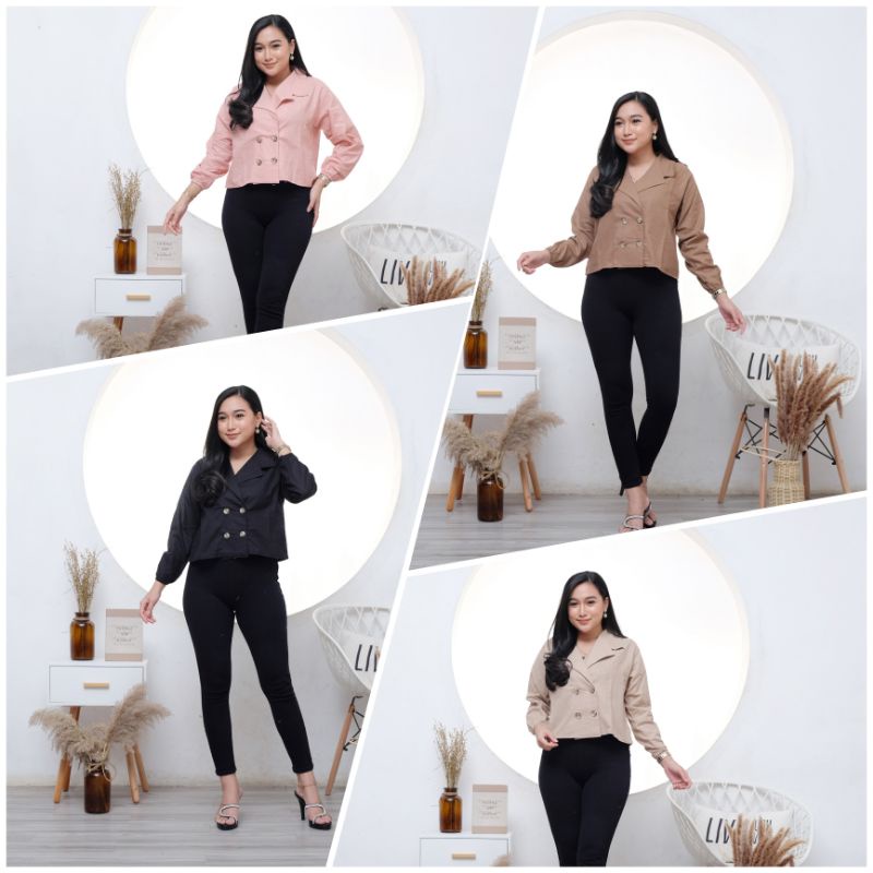 Kemeja Crop Linen Premium Wanita Semi Jas Korean Style