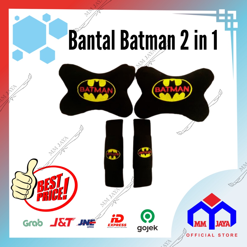 Bantal Mobil / Bantal Leher mobil 2in1 Batman Aksesoris Mobil