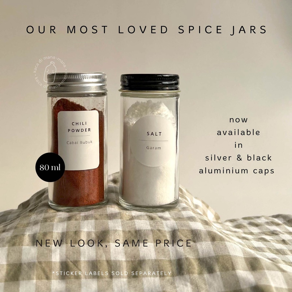 Toples bumbu bulat kaca 80ml - tempat bumbu 80ml