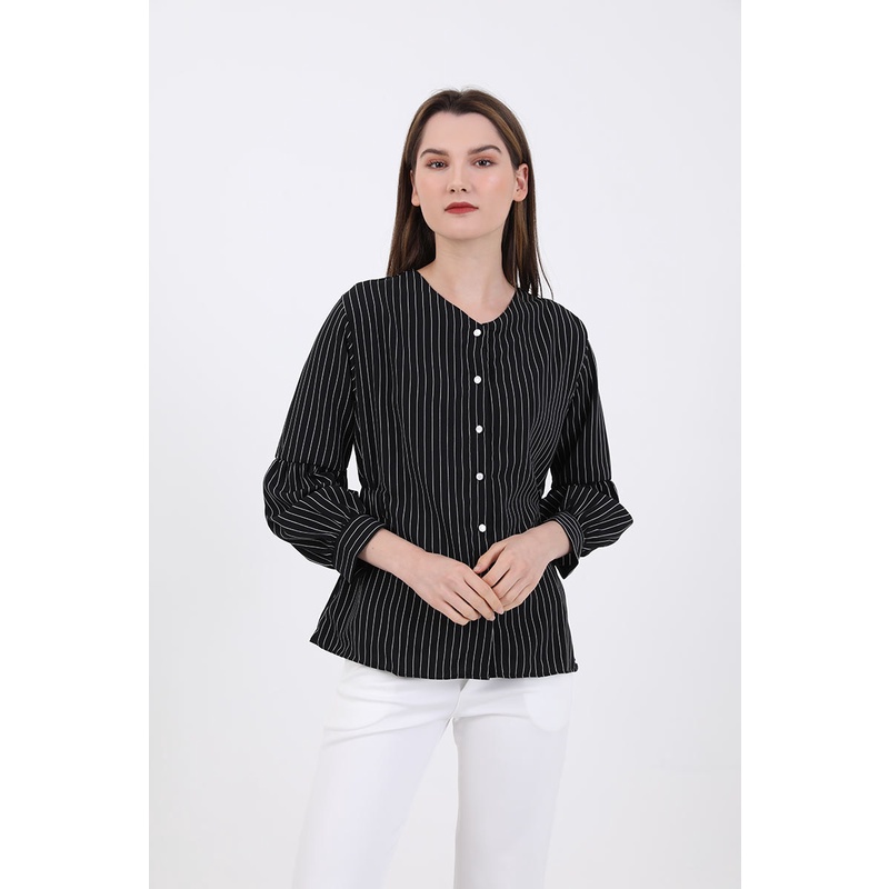 Berrybenka - Atasan Blouse Wanita Sophie Murila Puff Blouse-Black