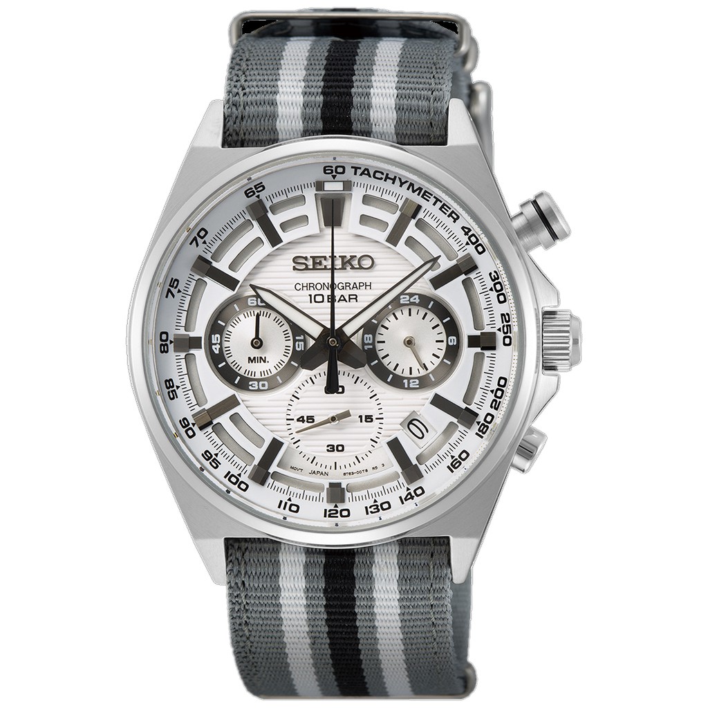 Seiko Quartz SSB401P1 Chronograph Grey Nylon - Jam Tangan Pria SSB401