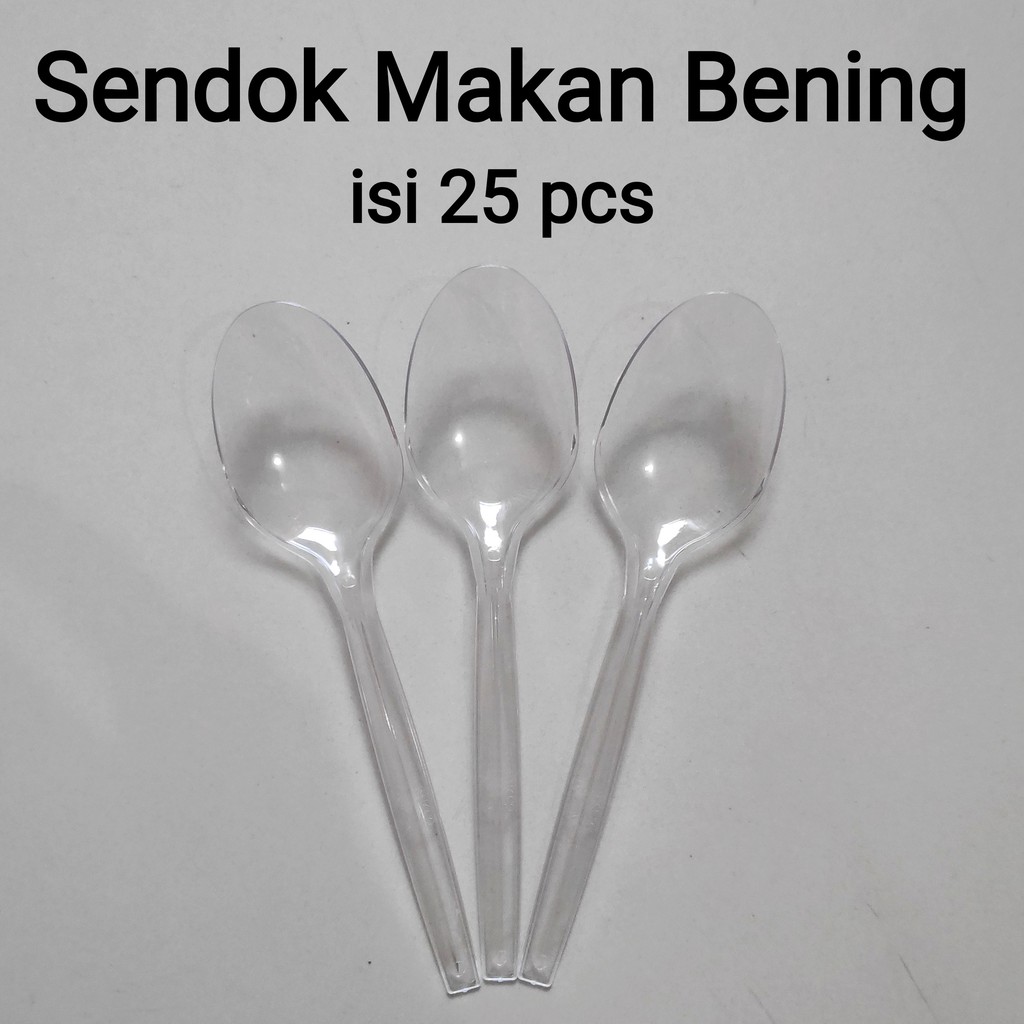 Sendok Plastik bening (isi 25pcs) - sendok plastik - sendok makan transparan