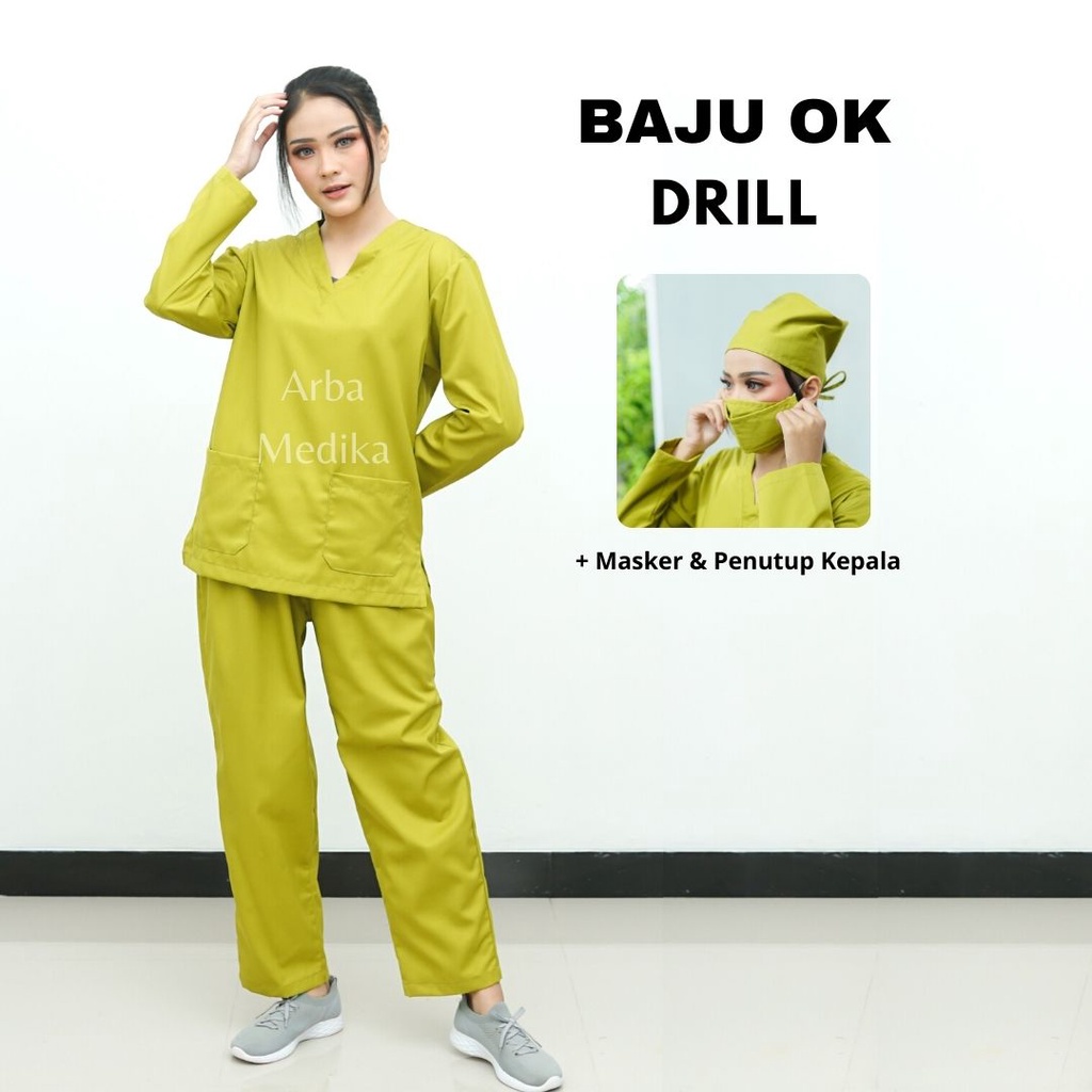 Baju OK OKA Lengan Panjang  Dokter Petugas medis Perawat Jaga PREMIUM DRILL