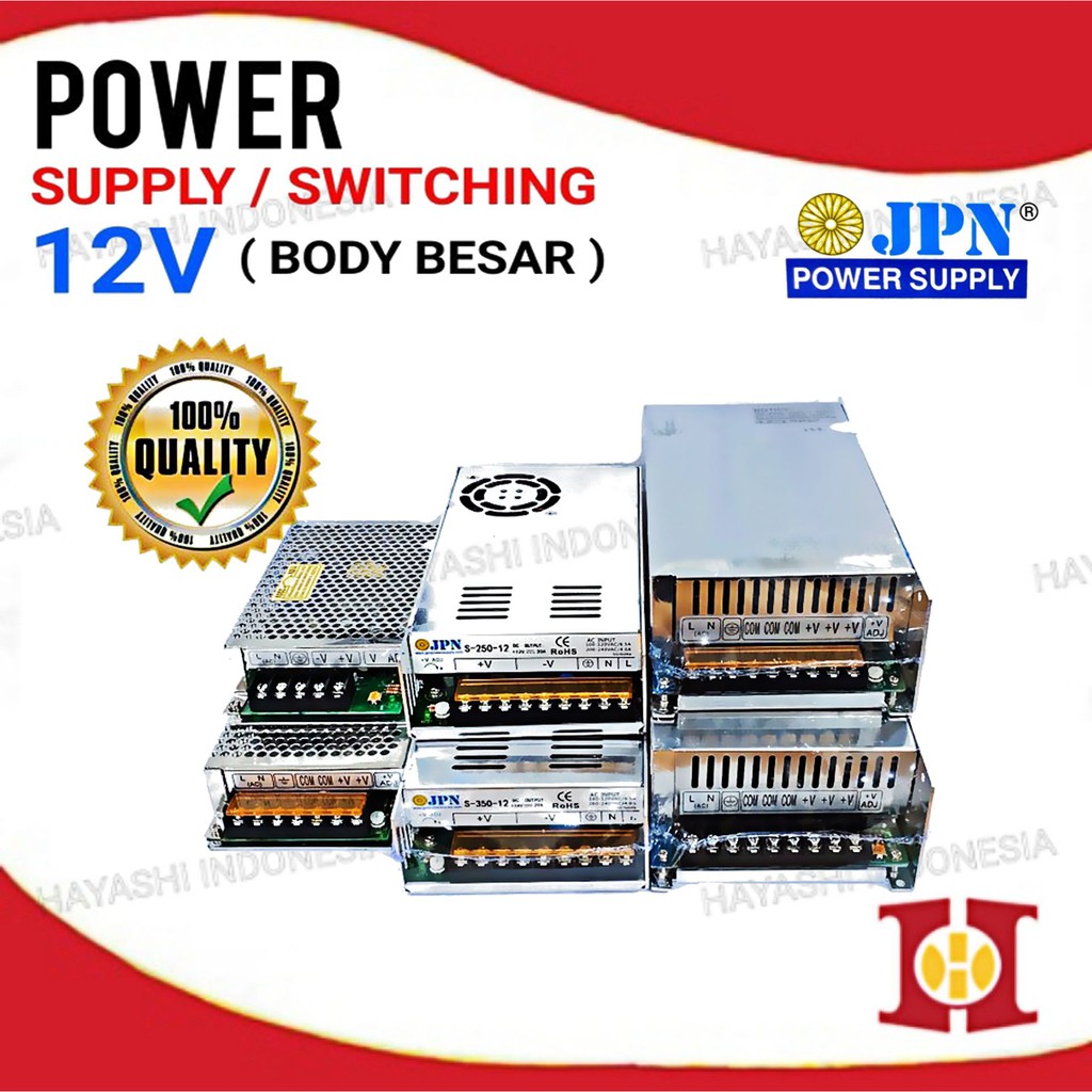 Adaptor Power Supply Switching 12V DC 30A 40A 50A CCTV LED Relay PLC