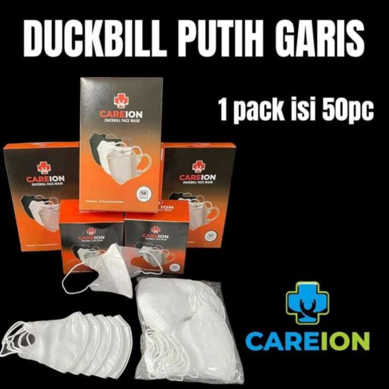MASKER DUCKBILL CAREION GARIS PUTIH 3PLY