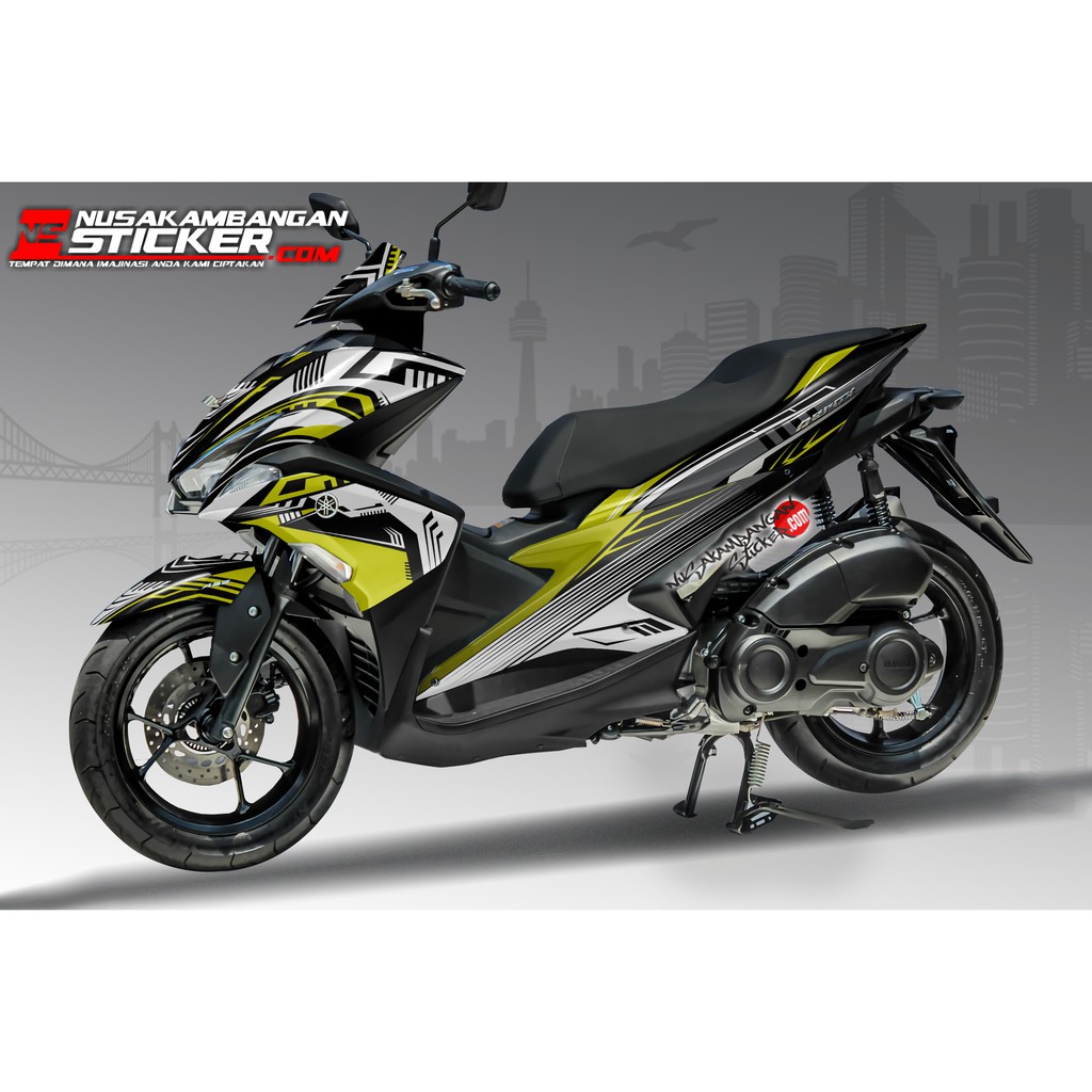 Decal Stiker aerox - HITAM GRAFIS KUNING PUTIH