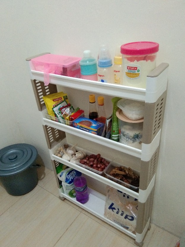 Ace Krishome Rak Sisipan 4 Tingkat/rak Susun/rak Dapur/rak Bumbu/rak Sempil Slim Rack