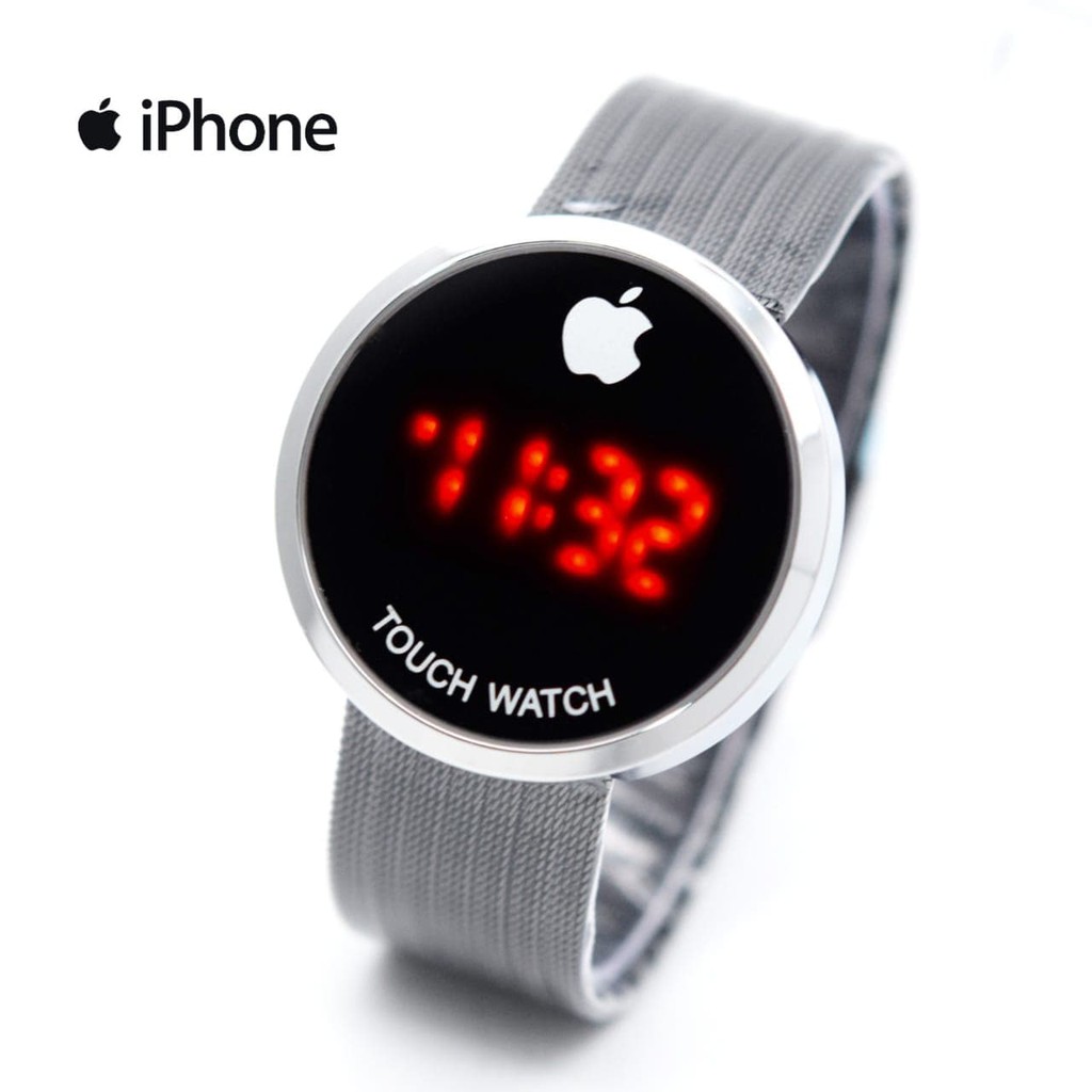 Scottsdale Giessen Jam Tangan Pria / Cowok Iphone Watch LED Bulat Pasir Black Silver
