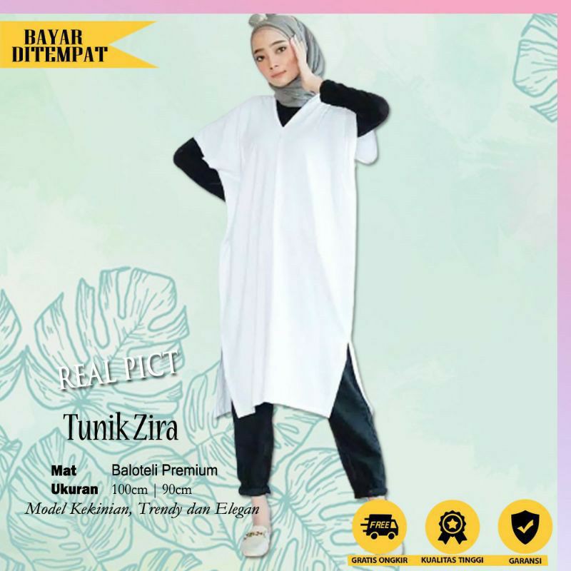 Tunik Putih Hitam Polos Jumbo Import Terbaru Premium Bangkok Busui Kekinian Katun Rayon Muslim Murah