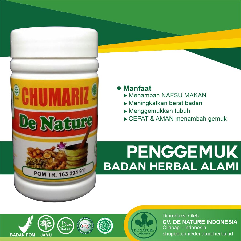 Chumariz De Nature Asli Obat Gemuk Badan Ampuh Herbal Resmi PT. De Nature Indonesia
