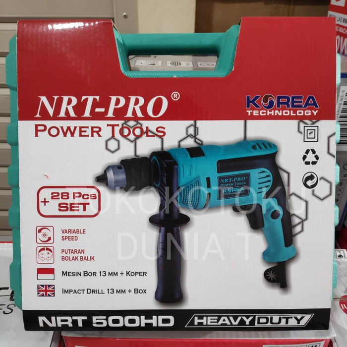 NRT-PRO Mesin Bor Set 13mm Imact Drill Box Set Komplit NRT PRO 500 HD