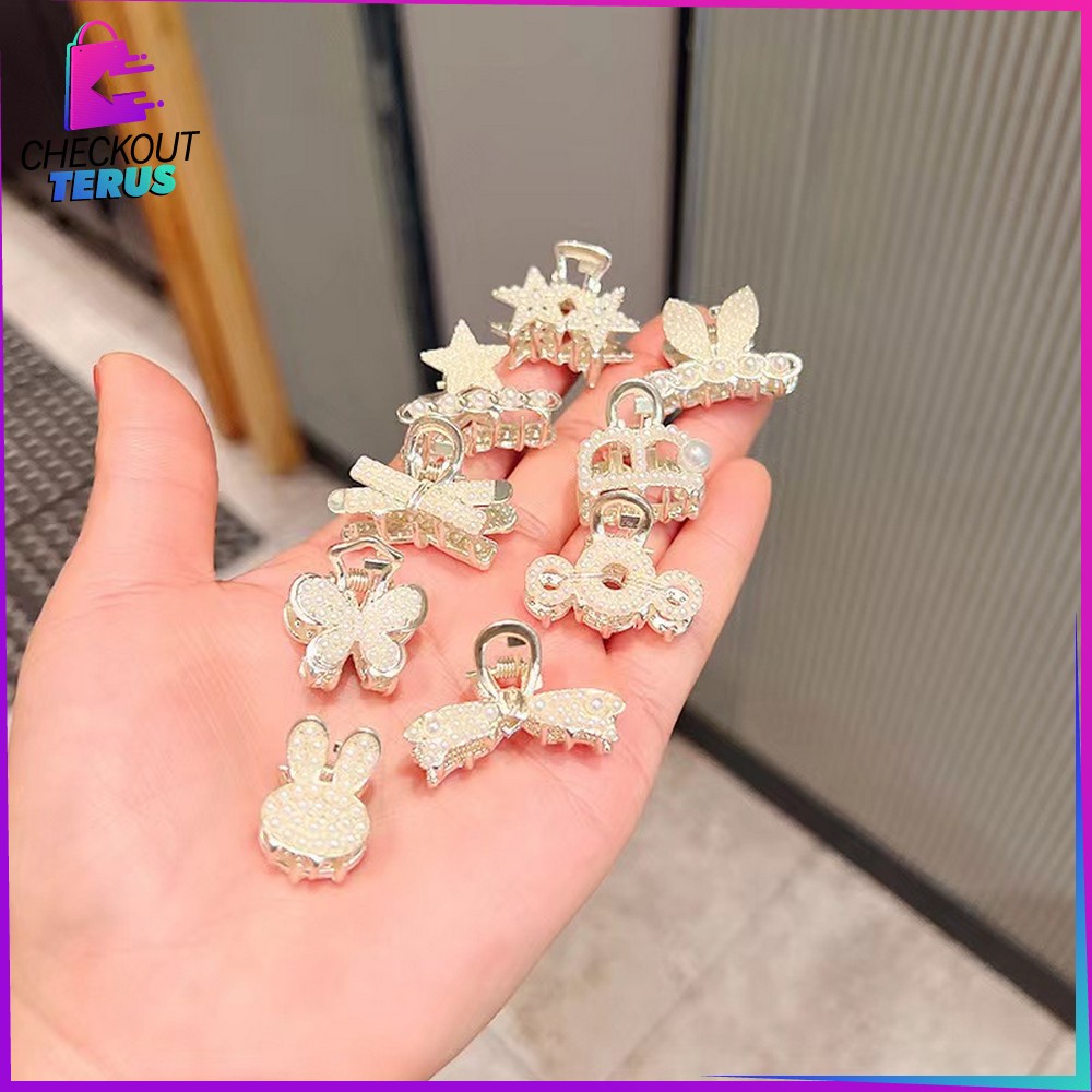 CT C565 Jepit Rambut Alloy Korea Mini Jedai 2.5cm Mutiara Elegan Jepitan Poni Elegan Hair Claw Clips