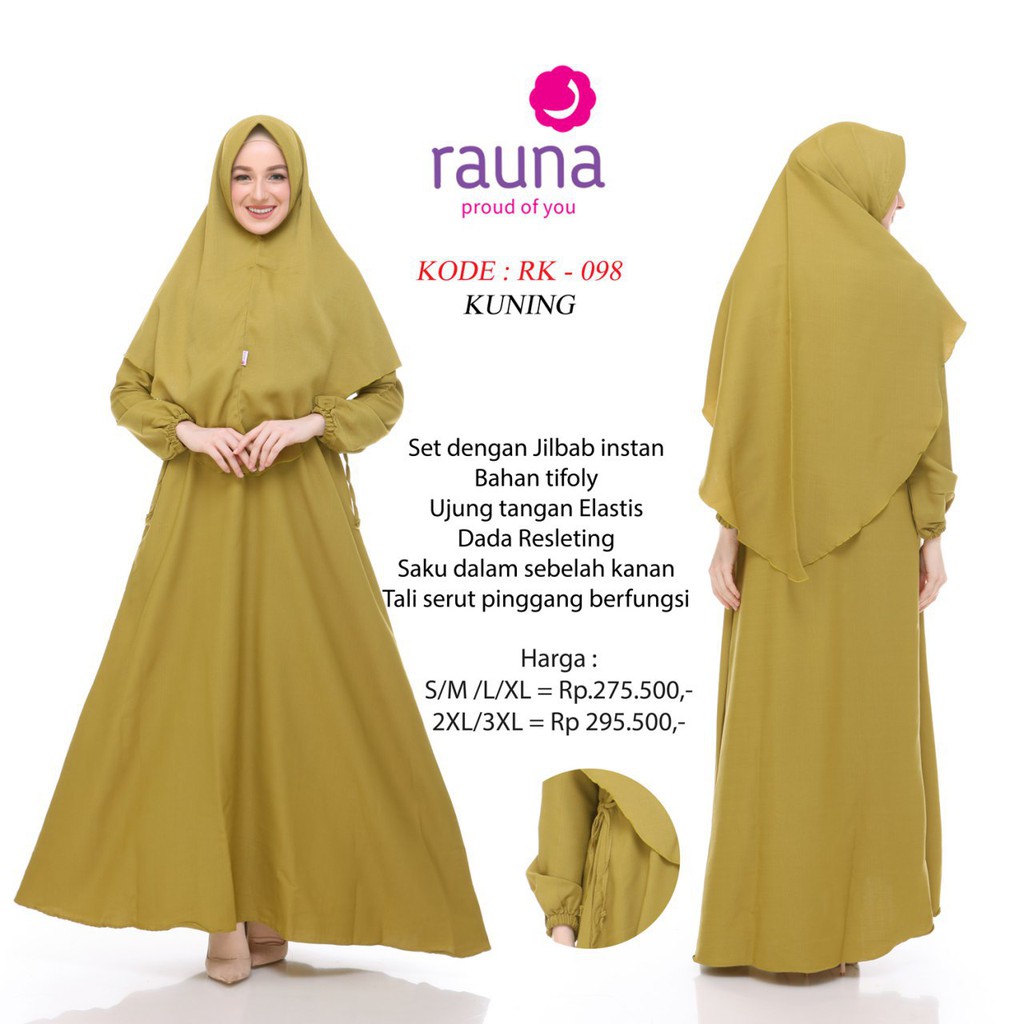 GAMIS SET TERBARU 2021 RAUNA RK-098 KUNING