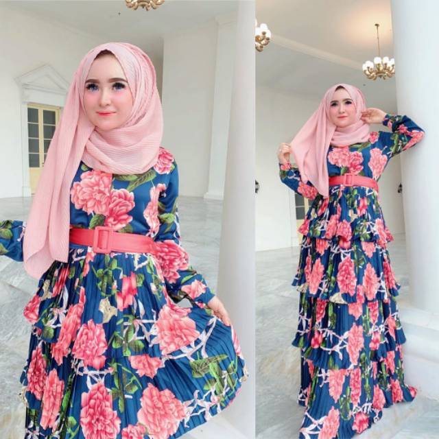 Gamis Bertingkat Flower By Ori Shellasaukia Shopee Indonesia
