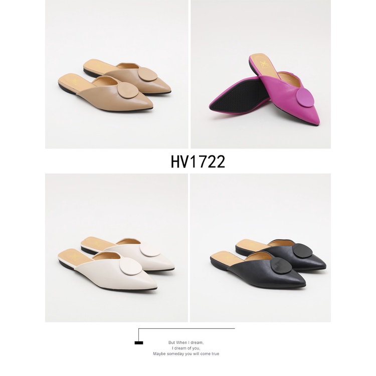 HELIVA VEGA Flat Shoes Mules Sepatu Lancip Bahan Kulit HV1722 Original Brand