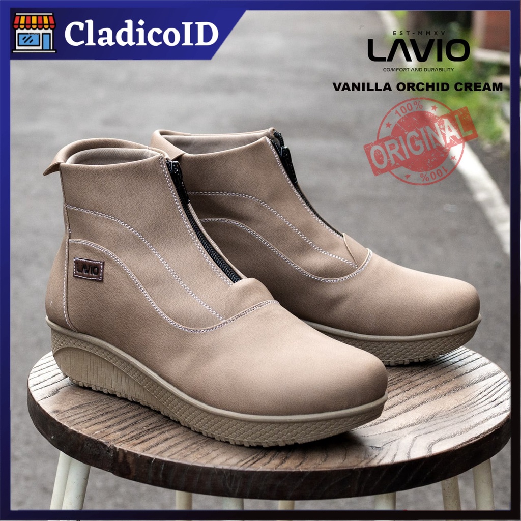 Sepatu Boot Wanita Fashion Korea Spatu Boots Pendek Cewek Lavio Vanilla Original Shoes Outdoor Cewe Dengan Resleting