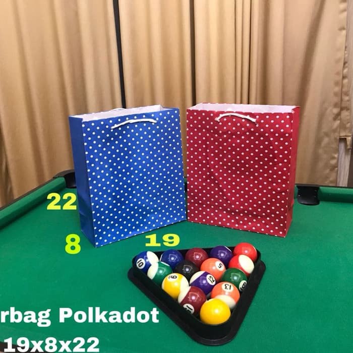 

PAPERBAG MOTIF POLKADOT / TAS KERTAS MOTIF / GOODIEBAG MOTIF MIN ORDER 20 KELIPATAN ORDER 20