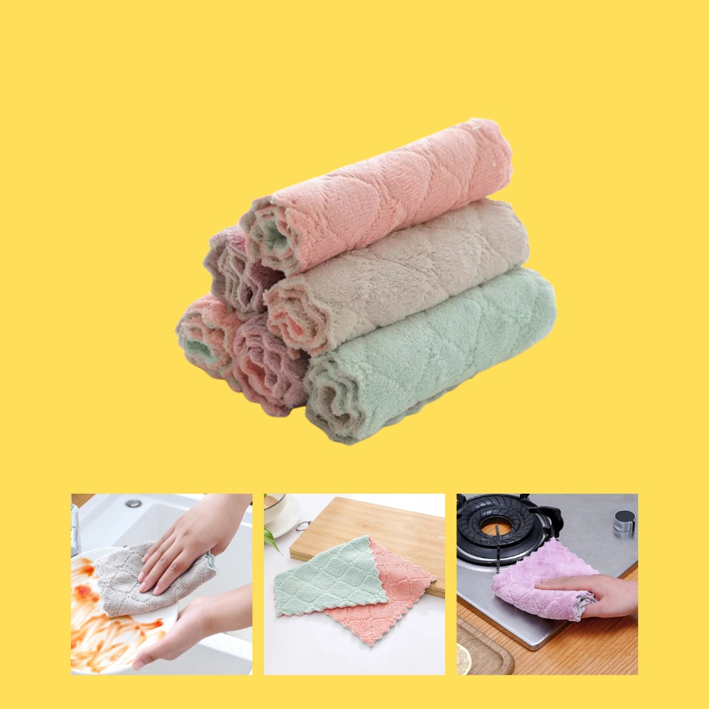 Kain Lap Piring Anti Minyak Bahan Microfiber Untuk Cuci Piring Dapur