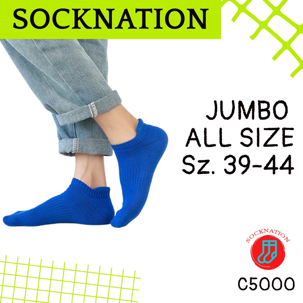 Socknation C5000 Kaos Kaki Jumbo Pria Kaus Kaki Olahraga Pendek Tebal