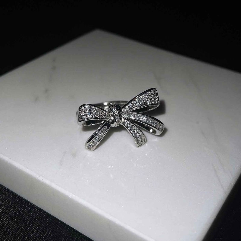 [Ready Stock]Female Fairy Bow Necklace Butterfly Rings Set Light Luxury