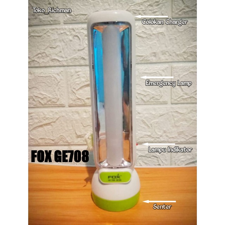 Senter FOX GE705 G708 GE709 LED Lampu Darurat Isi Ulang