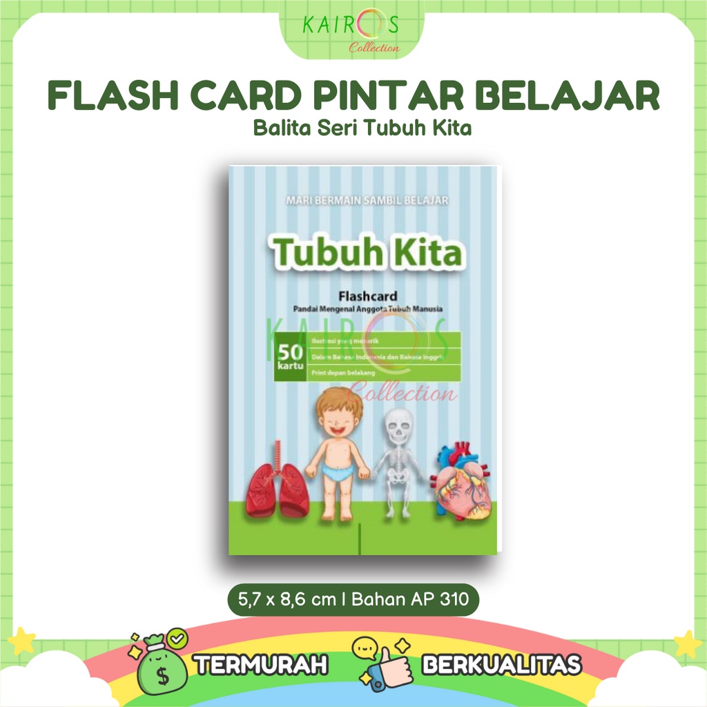 Flashcard / Flash card Kartu Pintar Belajar Balita Seri Tubuh Kita