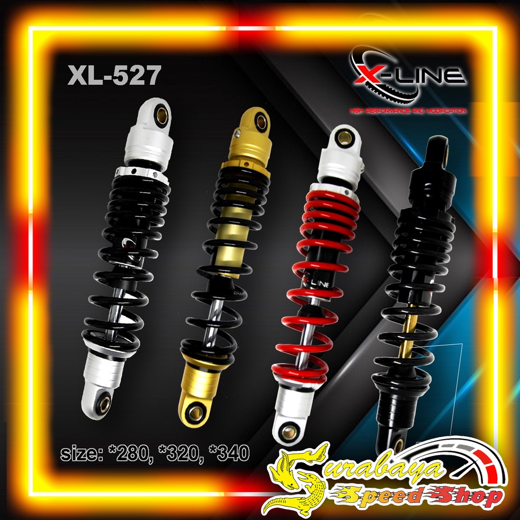 X-Line Shock Sok Shockbreaker Belakang Motor Bebek Tanpa Tabung Ukuran 280 320 340 Tipe 527 Original