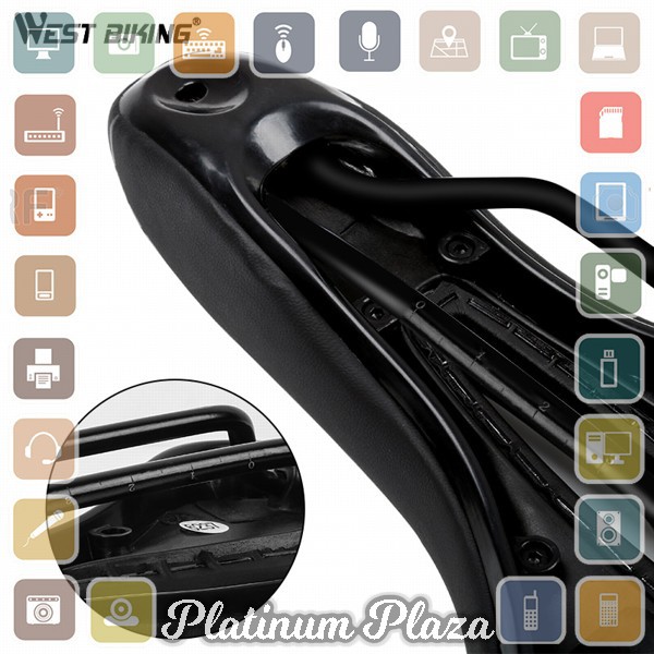 West Biking Jok Sadel Sepeda Bike Saddle Silicone Gel Cushion PU Leather - YP0801086 - Black`2E4099-