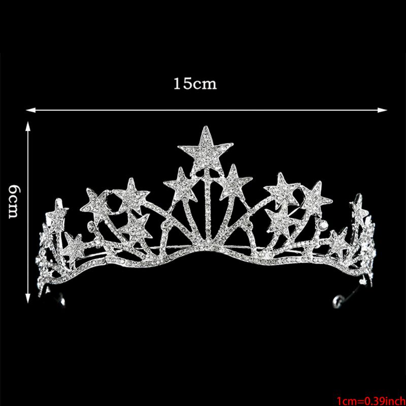 Siy Mahkotatiara Rambut Wanita Desain Bintang Hias Berlian Imitasi Untuk Pernikahanpesta