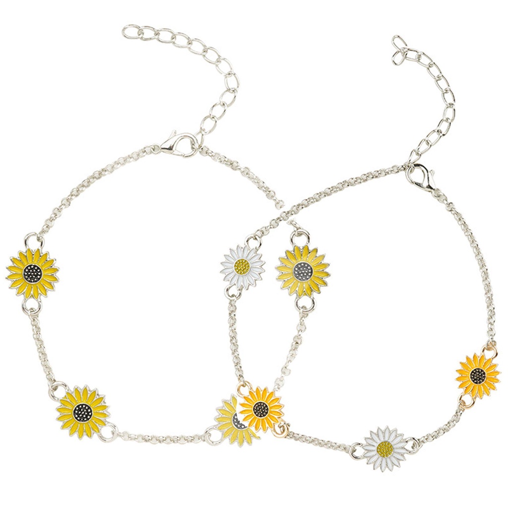Lily 1/2PCS Jarak Gelang Panjang Bunga Matahari Hadiah Pasangan Pencocokan Bracelt