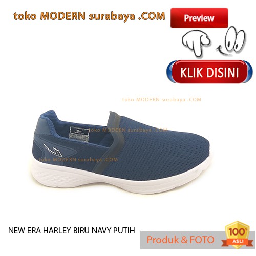 NEW ERA HARLEY BIRU NAVY PUTIH sepatu pria sepatu casual slip on