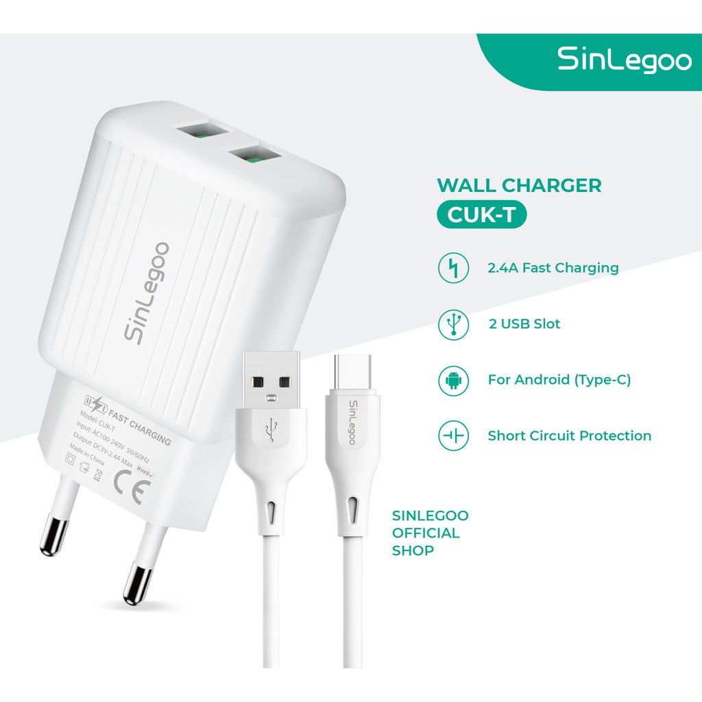 Charger Type C Sinlegoo CUK-T Charger Type C 2 Port Fast Charging