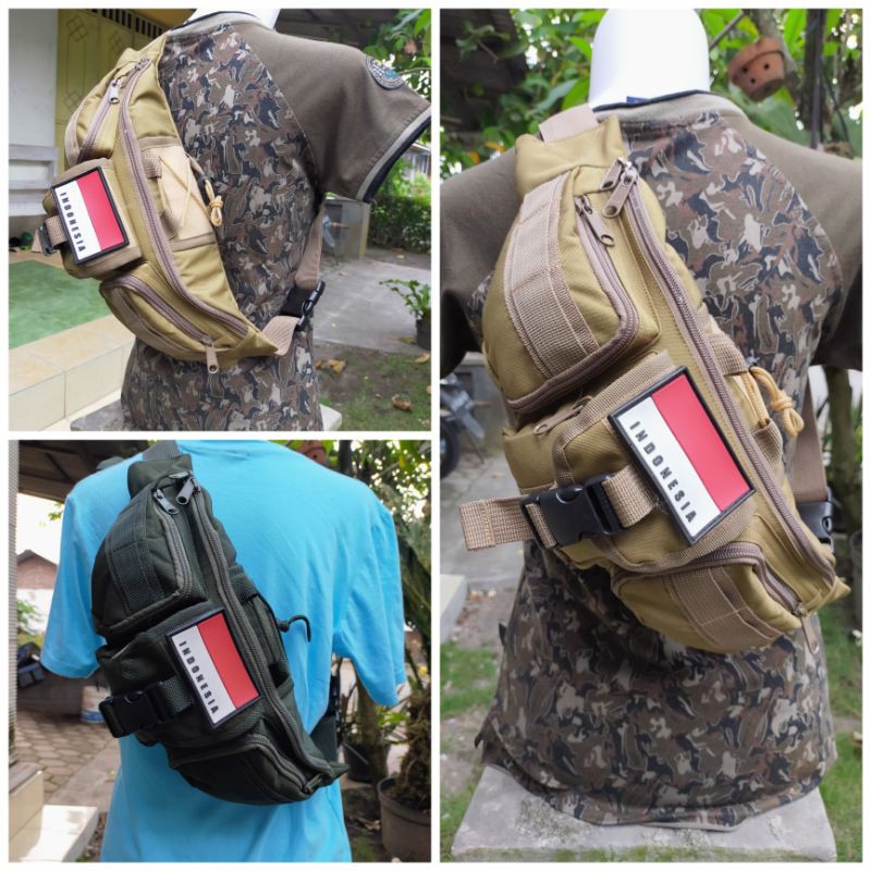 Tas Selempang Pria Waist Bag Tactical Army