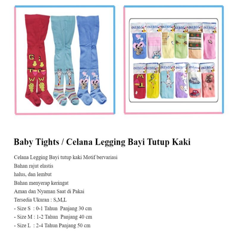 Legging Anak Bayi Tutup Kaki Motif Lucu 1 2 3 tahun