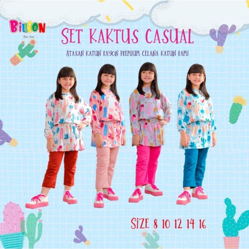 Set Kaktus Casual Billion/Set Kaktus/Setelan Anak Perempuan/Setelan Billion