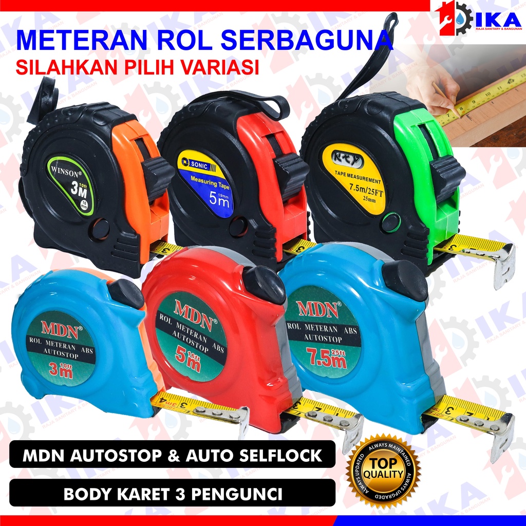 Meteran Karet Tukang Measuring Tape - High Quality 3M 5M 7,5M 10M / Meteran 5M Tukang Bangunan Roll 5 Meter 5 M Jaket Measuring Tape Rol Meter Measure Tape 5M Meteran 5 Meter Pegangan Karet 3 StopRoll Meter Karet Ketupat