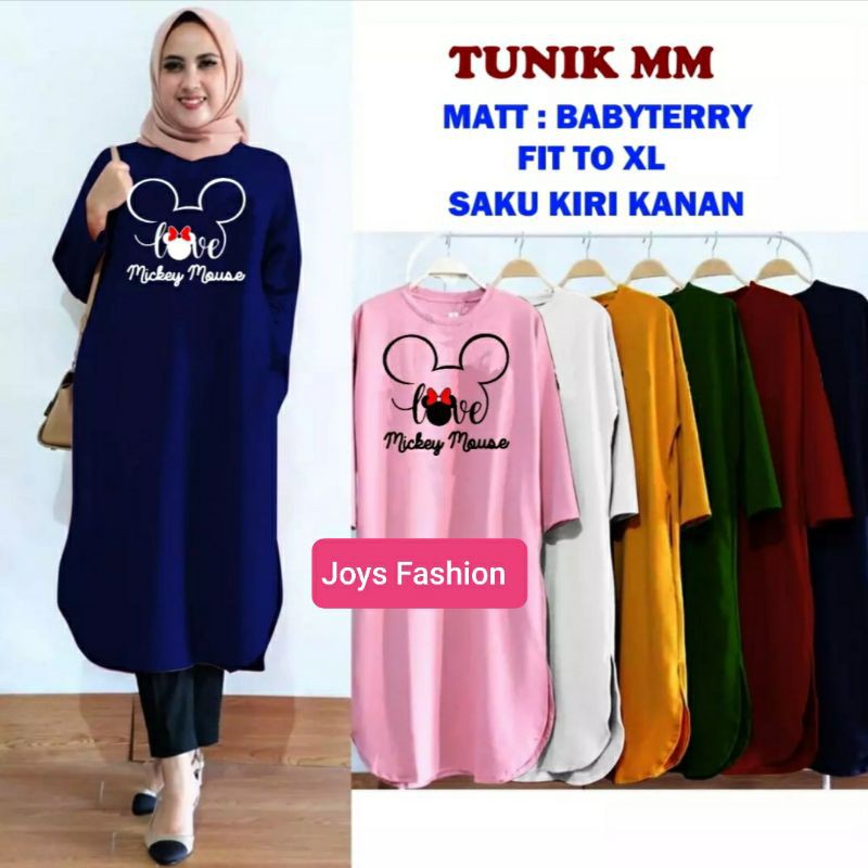 JF Atasan Tunik Babyterry Jumbo Wanita Muslimah Terbaru LOVE MOUSE