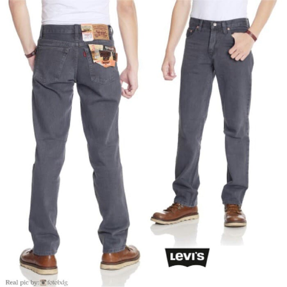 CELANA PRIA JEANS BASIC PANJANG WARNA ABU REGULER FIT DENIM LAKI-LAKI SIZE 28-38