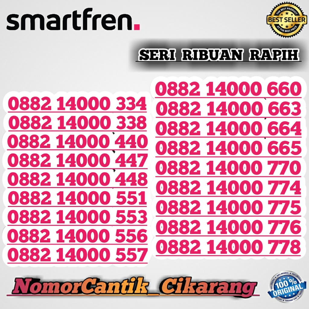 NOMOR CANTIK SMARTFREN 4G PROMO SERI RIBUAN 14000