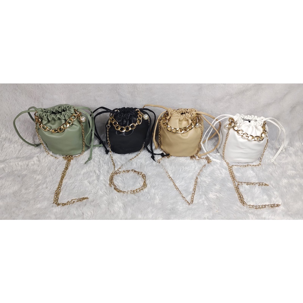 BJ212503 - BEIGE/BLACK/GREEN/YELLOW - TAS SLEMPANG SERUT TALI RANTAI WANITA FASHION IMPORT MODIS ELEGAN TERMURAH TERLARIS TERBARU BAGSTORE JAKARTA TAS BATAM JT12503 GT1874