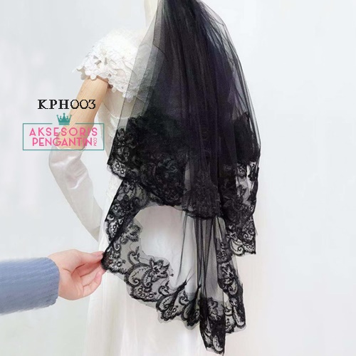 [SIAP KIRIM] WEDDING VEIL PREMIUM BLACK AKSESORIS PERNIKAHAN BRIDAL SLAYER KPH003