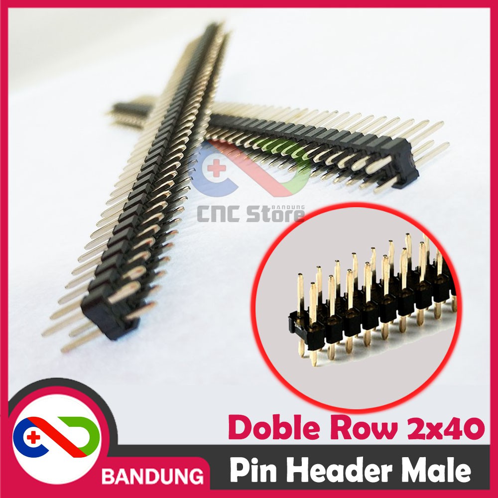 Pin Header Strip Male Double Row 2x40 2.54mm Black Hitam