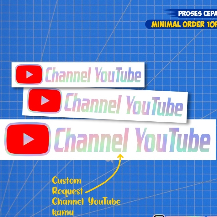 

Stiker Nama Youtube custom Hologram, Cutting Sticker custom nama channel Youtube