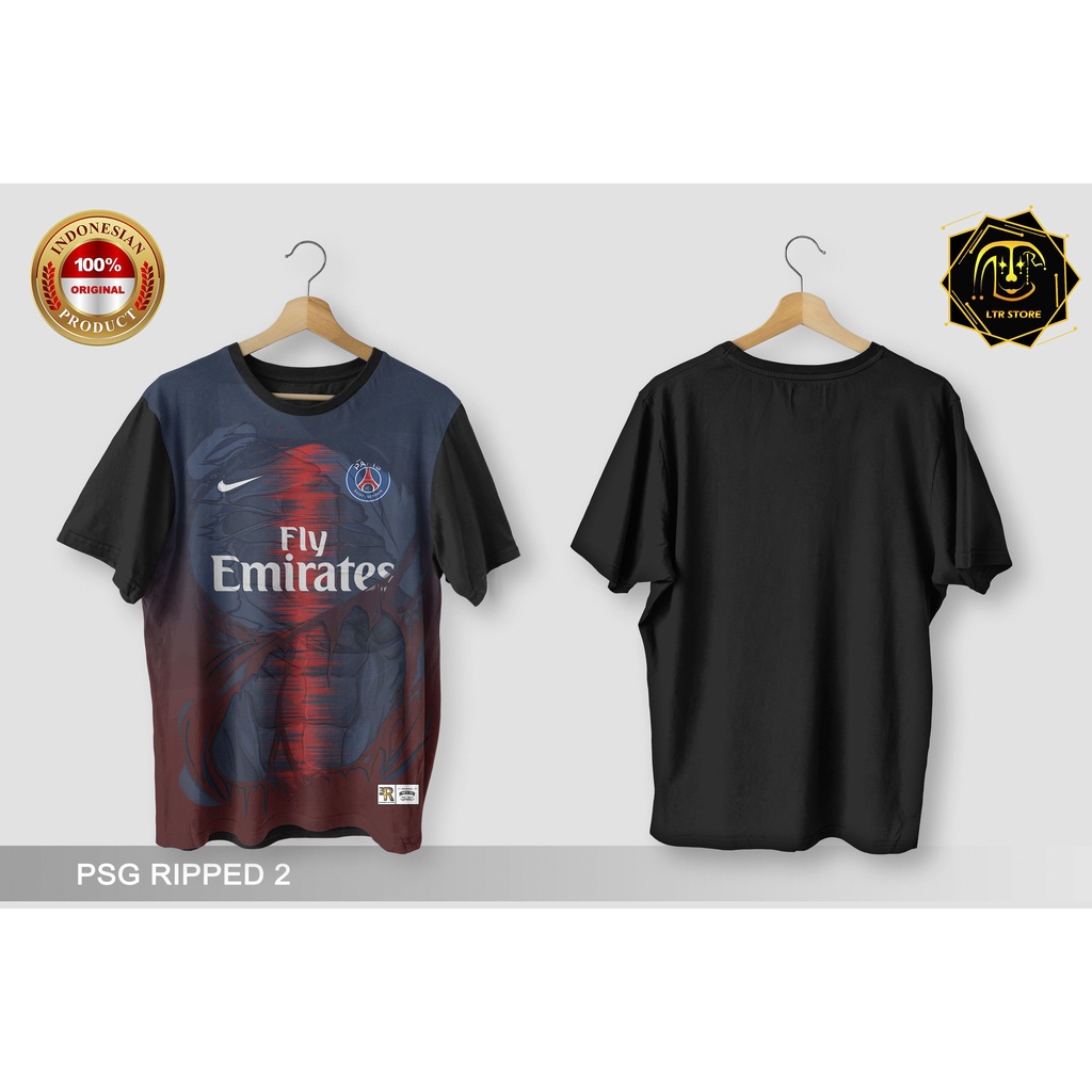 [ BAYAR DI TEMPAT ] BAJU PRINTING GAMBAR SEPAK BOLA PSG RIPPED 2 - KAOS DISTRO ORIGINAL MOTIF OLAH R