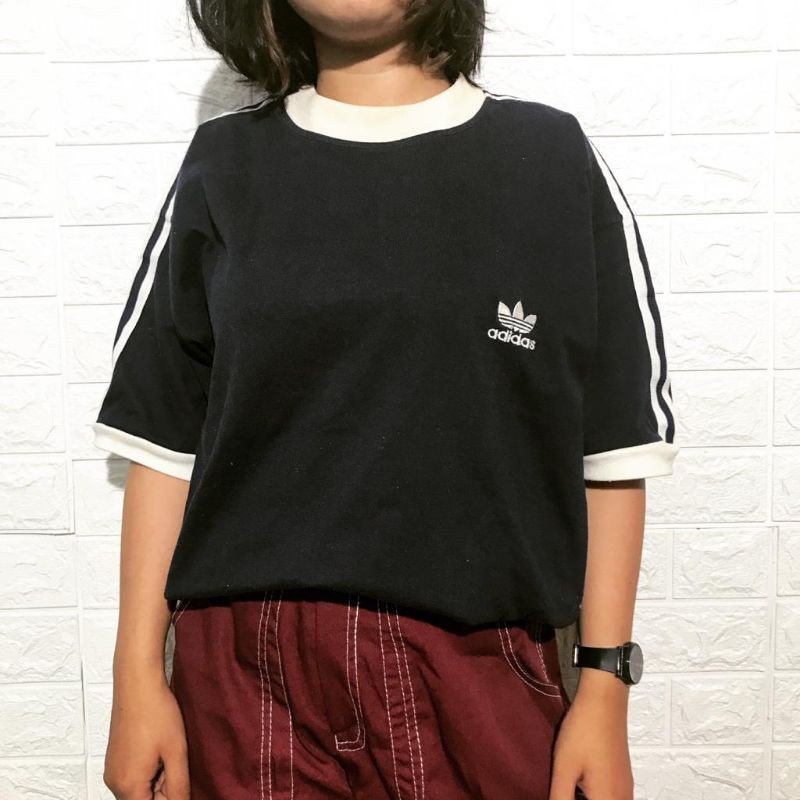 T-SHIRT ADIDAS BLACK/ KAOS ADIDAS 3 STRIP/second original